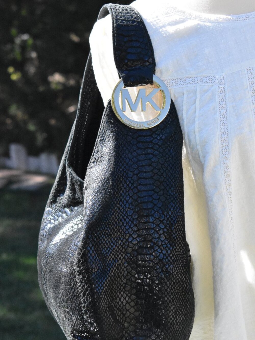 Michael Kors Black Rattlesnake Print Hobo Shoulder Bag - Picture 1 of 12
